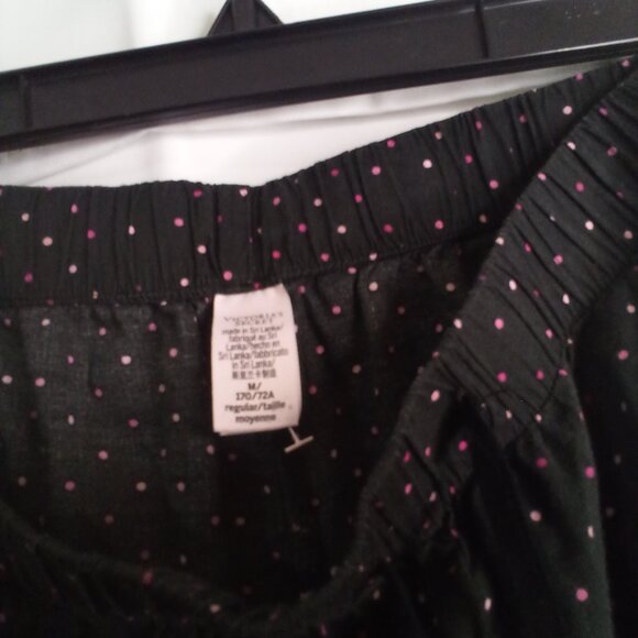Victoria's Secret Pajama Pants Women M Sleep Bottom Elastic Polka Dot Black Pink - Picture 10 of 15